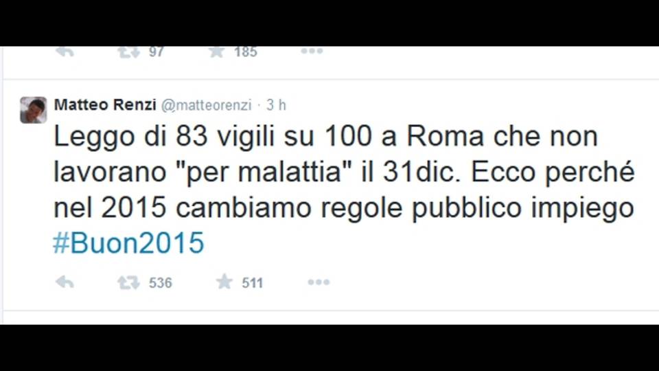 Renzi, vigili assenti? Cambiamo regole Renzi, vigili assenti? Cambiamo regole