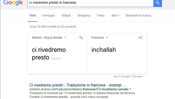 Traduttore Google, eliminato 'Inchallah'