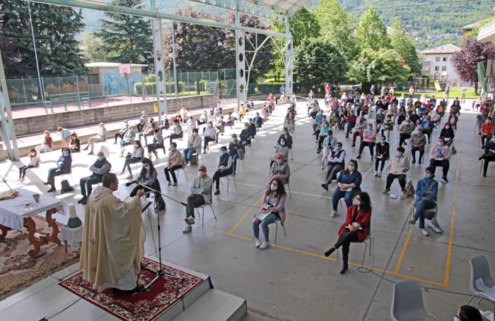 Sondrio Coronavirus fase due Messa Sacro Cuore